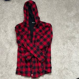 Thick Buffalo check hooded shirt